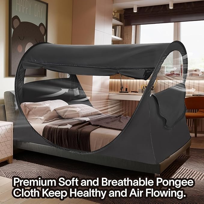 LEEDOR® Bed Tent Dream Tents Bed Canopy Shelter Cabin Indoor Privacy Warm Breathable Pop Up Twin/Full/Queen for Kids and Adult Patent Pending(Mattress Not Included)