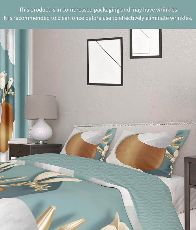 Comforter Sets with Matching Curtains 1 Bedspread 2 Pillowcases 2 Print Curtains 4 Solid Curtains Queen Comforter Set with Curtains Room in a Bag Moisture-Wicking Microfiber Bedroom
