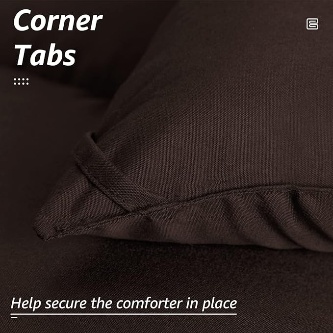 HYLEORY All Season California King Size Bed Comforter - Cooling Down Alternative Quilted Duvet Insert with Corner Tabs - Winter Warm - Machine Washable - Brown