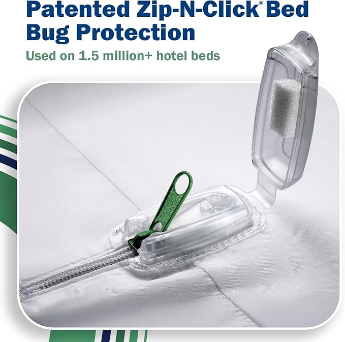 CleanRest Pro Mattress Protector Encasement, MicroPlush Fabric, Ultimate Sleep Surface Protection with Patented MicronOne Technology, Zip-N-Click Security, EZ-Fit, Waterproof (Twin XL)