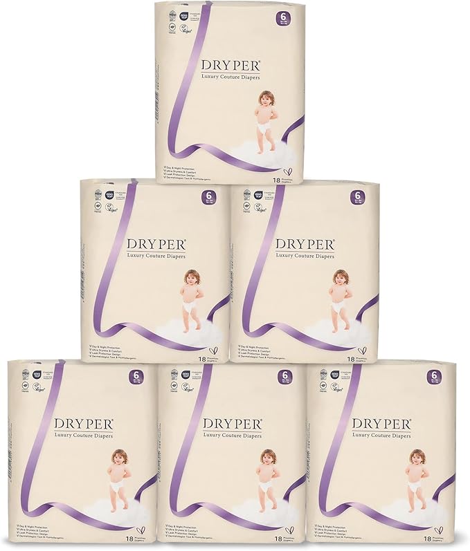 Baby Diapers, Disposable Diaper, Size 6 Diapers (35+ lbs), 3D Leak Guards & Wetness Indicator, Ultra-Soft & Thin, Fast Water Absorption Nappies, 108 Count