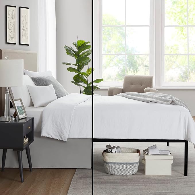 Nestl Silver Twin Bed Skirt - Twin Size Bed Skirt 14 Inch Drop - Brushed Microfiber Bed Skirts - Hotel Quality Pleated Bed Skirt - Shrinkage & Fade Resistant