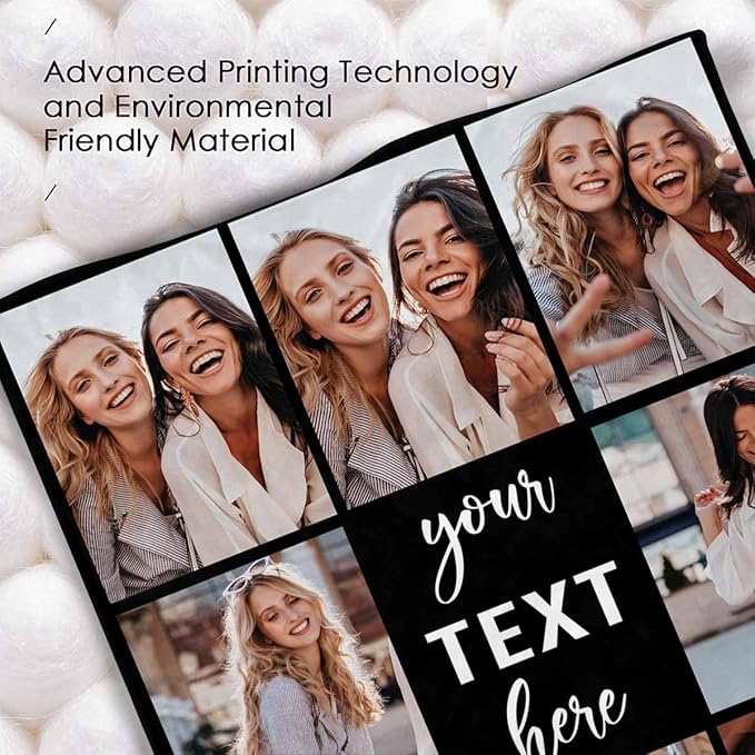 Picture Blanket Personalized Photo, 8 Photos Blanket Customize Custom Friendship Blanket Long Distance Friendship Gifts for Besties, Female, Soul Sister, BFF