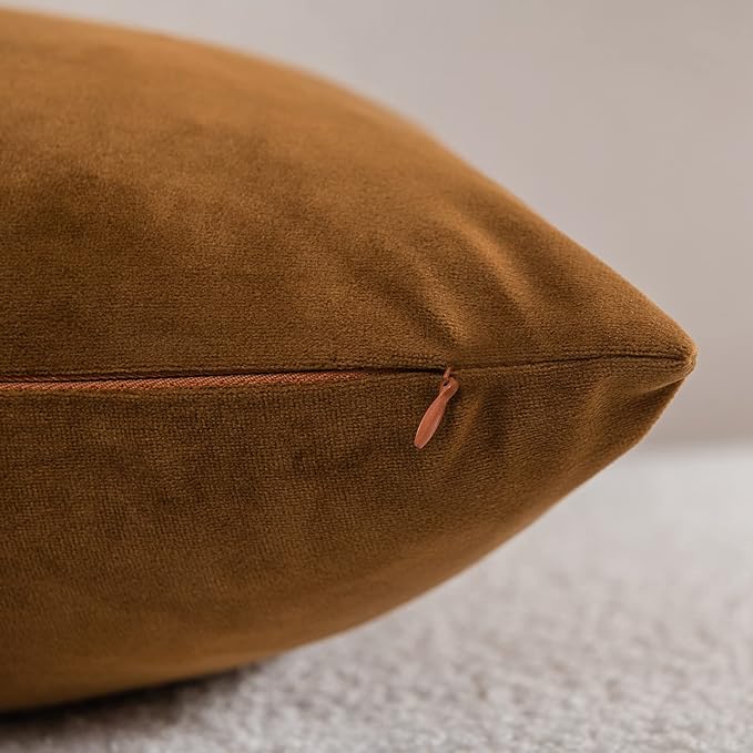 Lumbar Pillow Covers 12x20 Golden Brown: Pack of 2 Cozy Soft Velvet Rectangular Modern Luxury Decorative Throw Pillow Cases for Sofa Couch Living Room Bed Home Decor
