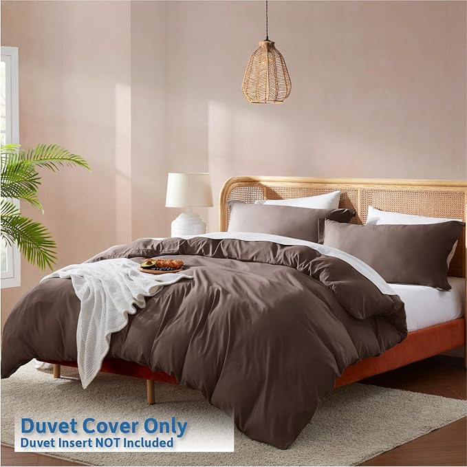 Nestl Twin Duvet Cover Set - Soft Double Brushed Chocolate Brown Duvet Cover Twin/Twin XL, 2 Piece, with Button Closure, 1 Duvet Cover 68x90 inches and 1 Pillow Sham