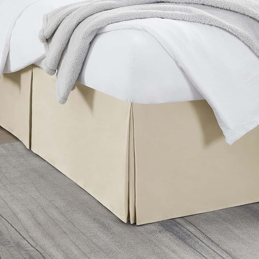 Nestl Cream Bed Skirt Queen Size - Queen Bed Skirt 14 Inch Drop - Brushed Microfiber - Hotel Quality Pleated Bed Skirt - Shrinkage & Fade Resistant