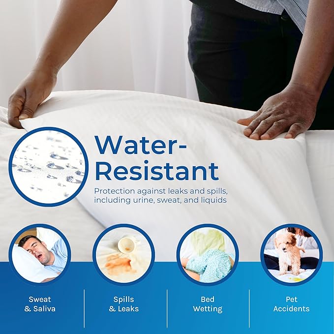 Hygea Natural Luxurious Mattress Cover - Water Resistant,Washable, Breathable and Stretchable up to 15 in.- Zippered Mattress Cover (King)