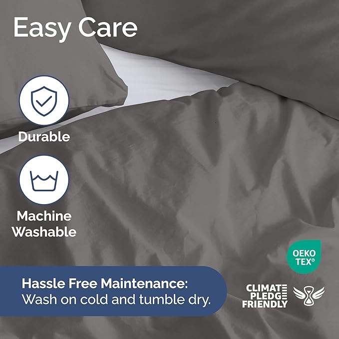Duvet Cover King Size - Extra Soft King Size Duvet Cover - Lightweight & Breathable - Easy Care & Fade Free with Zipper Closures & Ties - 104" x 90" Inches - (Dark Grey) Comforter Not Included