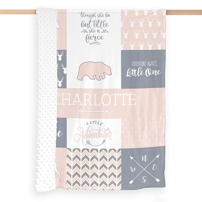 Custom Baby Blanket with Name, Thin Breathable Custom Baby Blanket for Kids Soft Flanne Swaddle Blankets Personalized Gifts for Infant Newborn Shower, Crystal Pink