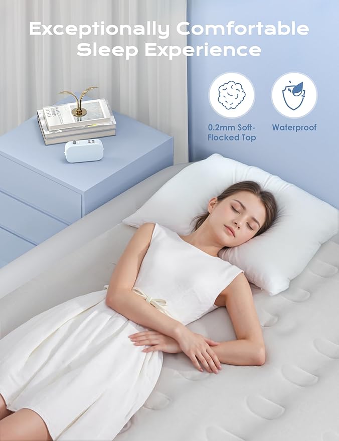 Twin Air Mattress with Built in Pump Raised, 18'' High Inflatable Mattress Electric Blow Up Mattress Fast Blow Up Bed Tall Comfortable Airbed for Camping, Home Guests, Travel w/ Storage Bag 550Lbs Max