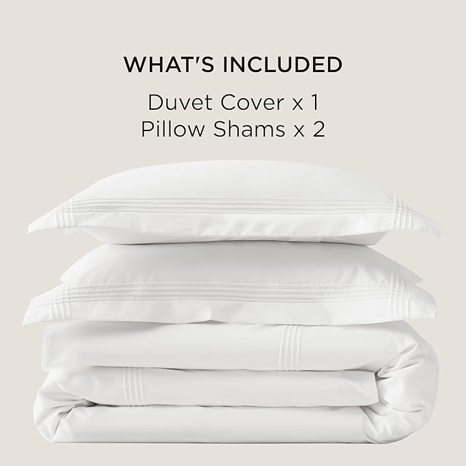 Bedsure Luxury Hotel Duvet Cover King Size, 100% White Cotton Rope Weave Bedding Set, Includes 1 Duvet Cover 104x90 Inches with Hidden Zipper & 2 Pillow Shams, Comforter Sold Separately