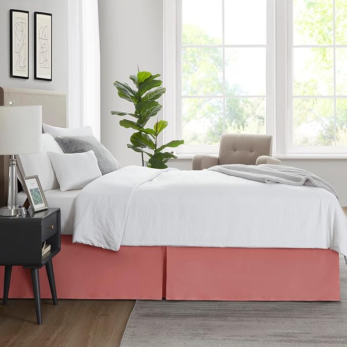 Nestl Pink Clay Bed Skirt King Size - King Bed Skirt 14 Inch Drop - Brushed Microfiber Bed Skirts - Hotel Quality Pleated Bed Skirt - Shrinkage & Fade Resistant