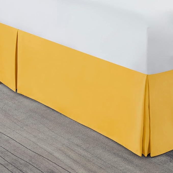 Nestl Yellow Full Bed Skirt - Full Size Bed Skirt 14 Inch Drop - Brushed Microfiber Bed Skirts - Hotel Quality Pleated Bed Skirt - Shrinkage & Fade Resistant
