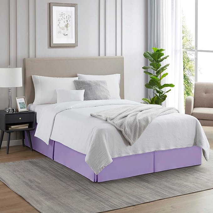 Nestl Lavender Full XL Bed Skirt - Full XL Size Bed Skirt 14 Inch Drop - Brushed Microfiber Bed Skirts - Hotel Quality Pleated Bed Skirt - Shrinkage & Fade Resistant
