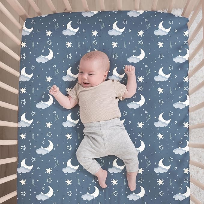 The Peanutshell 3 Piece Celestial Serenity Baby Crib Bedding Set Boy Nursery Decor Boy Crib Comforter Set, Boho Neutral Quilt and Accessories, Gender Neutral