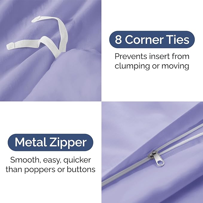 Duvet Cover Twin/Twin XL Size - Extra Soft Twin/Twin XL Size Duvet Cover - Breathable, Easy Care and Fade Free with Zipper Closures & Ties - 68" x 90" Inches - (Lavender) Comforter Not Included