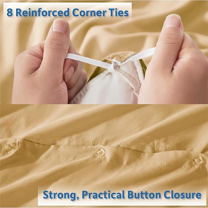 Nestl Camel Gold California King Duvet Cover Sets - Soft Double Brushed Cal King Duvet Cover, 3 Piece, with Button Closure, 1 Duvet Cover 104x98 inches and 2 Pillow Shams