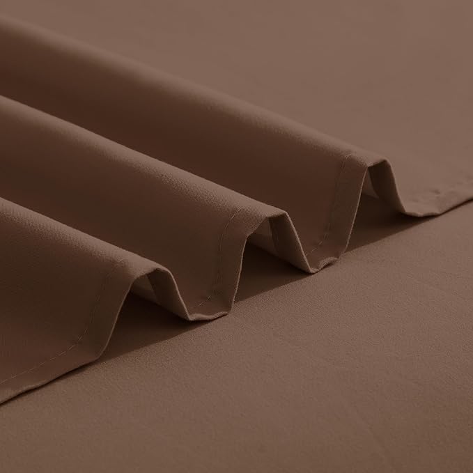 Elegant Comfort Luxurious 1500 Premium Hotel Quality Microfiber Three Line Embroidered Softest 4-Piece Bed Sheet Set, Wrinkle and Fade Resistant, Queen, Taupe