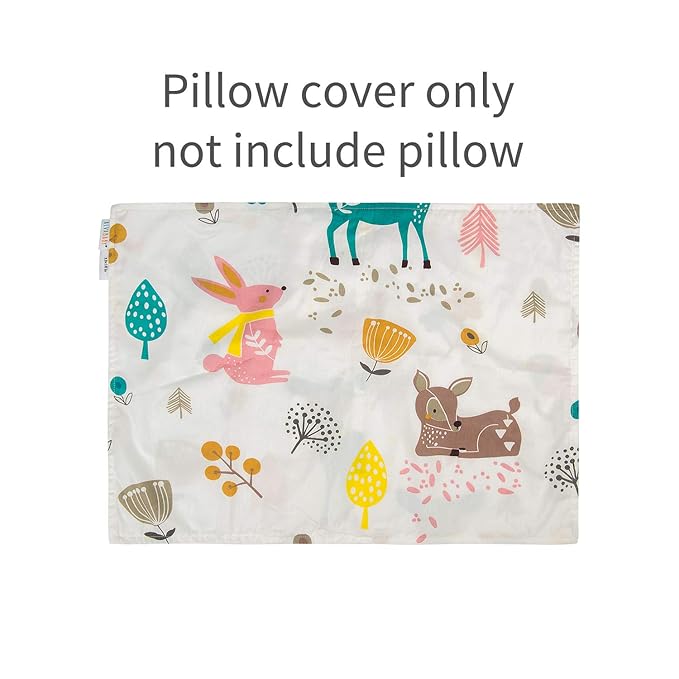 ALVABABY Toddler Pillowcases 2 Pack Organic Cotton Kids Pillow Cover Fit 13"x 18" or 14"x19" Envelope for Girl Boy Sleepy Travel