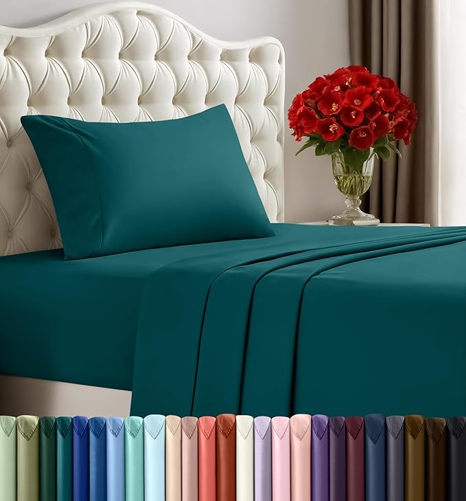 Utopia Bedding Twin Bed Sheets Set - 3 Piece Bedding - Brushed Microfiber - Shrinkage and Fade Resistant - Easy Care (Teal Green)