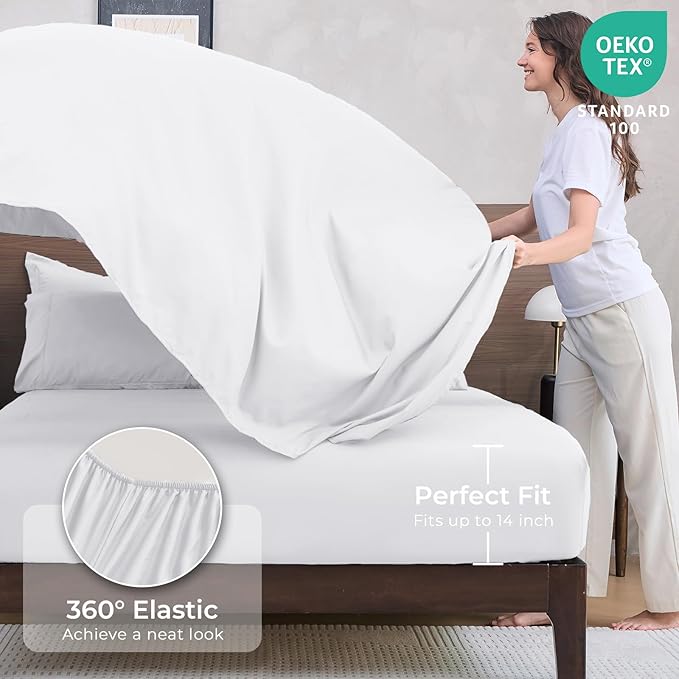 HEVUMYI Full Comforter Set - 7-Piece All Season Bed in a Bag Full, Ultra Soft Bedding Set with Comforter, Flat Sheet, Fitted Sheet, Pillowcases, Pillow Shams, White