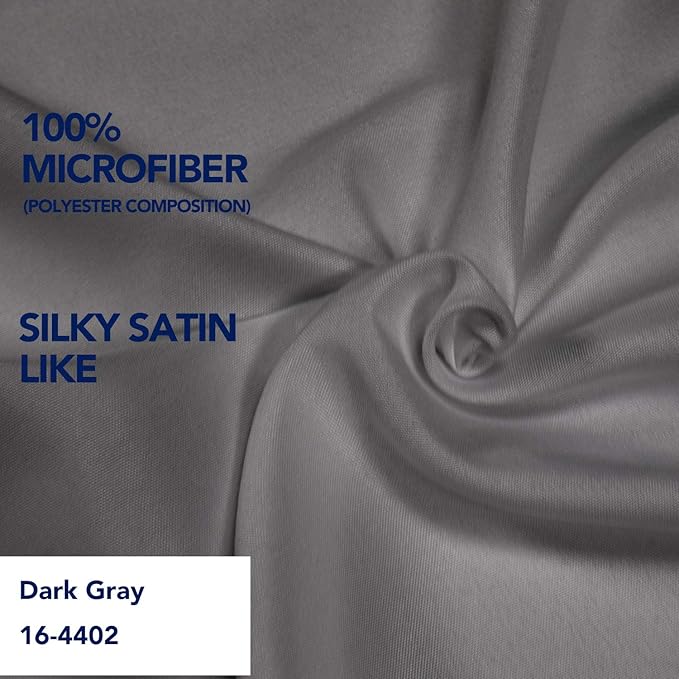 PureFit Wrap Around Ruffled Bed Skirt with Adjustable Elastic Belt - 22 Inch Drop Easy to Put On, Wrinkle Free Bedskirt Dust Ruffles, Bed Frame Cover for Queen, King and C-King Size Beds, Dark Gray