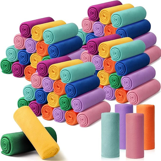 Kinlop 40 Packs Fleece Blanket Bulk 60 x 50 Inch Soft Lightweight Fleece Cozy Blanket Warm Throw Plush Pet Throw for Bed Couch Sofa Home Office Wedding Gifts Travel Camping(Stylish Color,80 Packs)