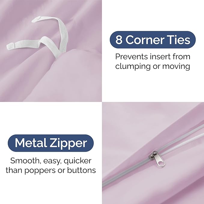 Duvet Cover King Size - Extra Soft King Size Duvet Cover - Lightweight, Breathable, Easy Care & Fade Free w/ Zipper Closures & Ties - 104" x 90" Inches - (Light Lavender) Comforter Not Included