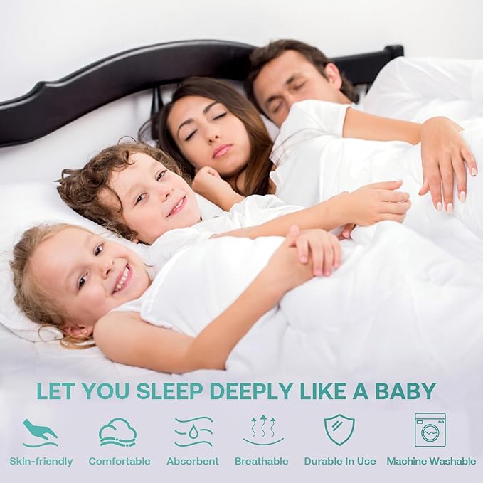 Zippered Mattress Cover Waterproof, 60 x 80 Queen Mattress Protector 7-10 Inches Deep, Hypoallergenic 6-Sided Mattress Encasement