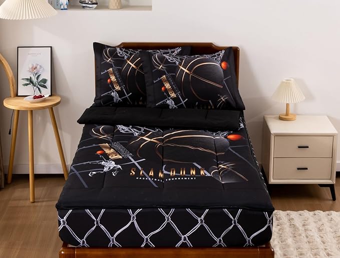 Meeting Story 3pcs Kids Comforter Set Twin Zipper Bedding Set for Boys,Ball Bedding Set Sport Comforter Set for Kid,All in one Zipper Bedding（BlackGold,Twin）