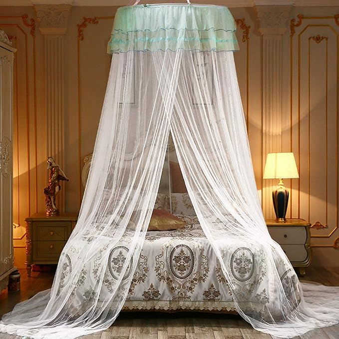 Jolitac Bed Canopy Lace Mosquito Net for Girls Beds, Unique Princess Play Tent Mesh Canopies Large Lace Dome Curtain Drapes Home & Travel (Wihte)
