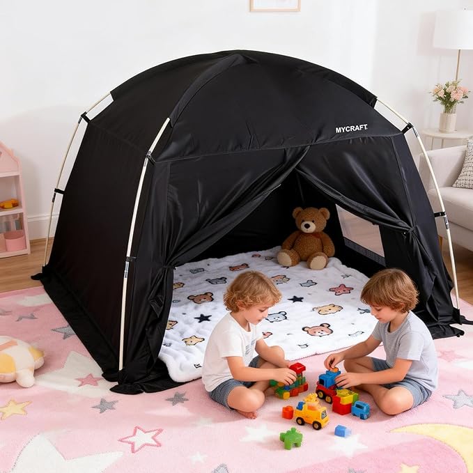 Bed Tents Canopy Bed–Privacy Dream Tent for Cozy Indoor Sleeping, Light-Reducing,and Breathable, with 4 Doors Floor Tent Bed–Available in Twin, Full, and Queen Sizes