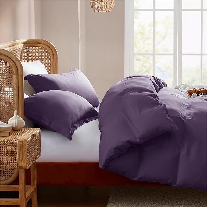 Nestl King Duvet Cover Set with Comforter Insert - Purple 4 Piece 104x90 Duvet Cover & 2 Pillow Shams with White Quilted Down Alternative Comforter, Ultra Soft, All Season