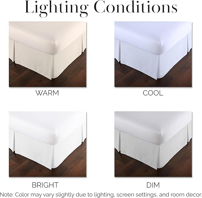 Southshore Fine Living, Inc. Full Size Bed Skirt, 14-Inch Drop Pleated Bed Skirt for Full Mattress, Dust Ruffle for Full Size Bed, Bright White