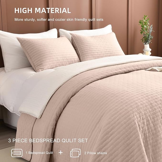 Lady Ann Camel Oversized Queen Bedspreads 100x106, Extra Large 3PCS Oversized Queen Quilt Set for Bed, Lightweight & Ultra-Soft Farmhouse Bedspreads & Coverlets