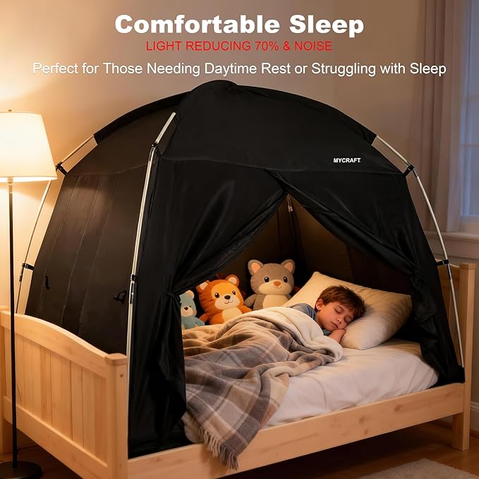 Bed Tents Canopy Bed–Privacy Dream Tent for Cozy Indoor Sleeping, Light-Reducing,and Breathable, with 4 Doors Floor Tent Bed–Available in Twin, Full, and Queen Sizes