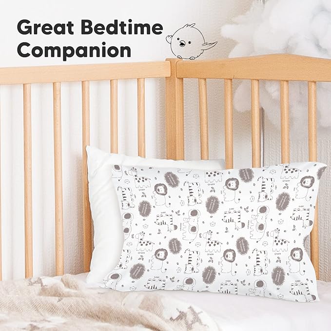 KeaBabies Toddler Pillowcase 13"x18" - Organic Cotton Toddler Pillowcase for Kids, Boys, Girls, Soft & Durable Cotton Cover for Miniature Sleepy Pillows, Cute Colors, Pillow Sold Separately(KeaSafari)