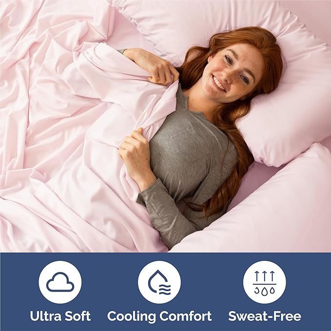 King 6 Piece Sheet Set - Comfy Breathable & Cooling - Ultra Soft Hotel Luxury Bedding Set w/ 8-16 Inch Deep Pockets - 1 Flat & 1 Fitted Sheet & 4 Pillowcases - Wrinkle Free & Easy Care - Lavender Pink