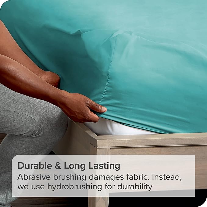 Bare Home 2-Pack Fitted Bottom Sheets Split King - Premium 1800 Ultra-Soft Microfiber - Deep Pocket - 4 Twin XL Fitted Sheets (Split King, Aqua)