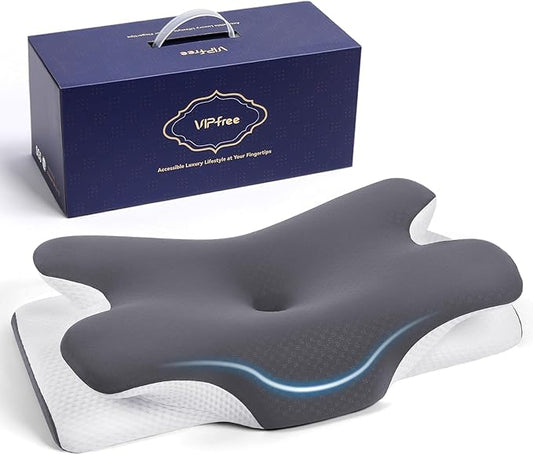 Cervical Cooling Ergonomic Pillow, Adjustable Ergonomic Memory Foam, Cervical Support & Relieves Neck and Shoulder Pain, Orthopedic Pillow for All Sleep Positions