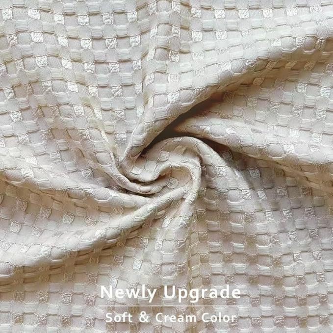 MIYE Pleated Waffle Weave Bed Skirt, Tailored Dust Ruffle 16 Inch Drop Easy Fit, Machine Washable,No Split Corners (Beige,Cal King - 16" Drop)