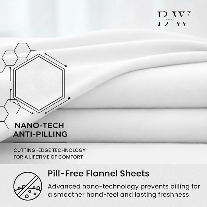 Briarwood Home® Flannel Sheet Set, 100% Organic Cotton, Six-Fold Brushed, Super Soft, Warm, Cozy, Deep Pocket Bedding with NanoTech Infuse for Added Durability and Lasting Comfort (Smoke Grey, Queen)