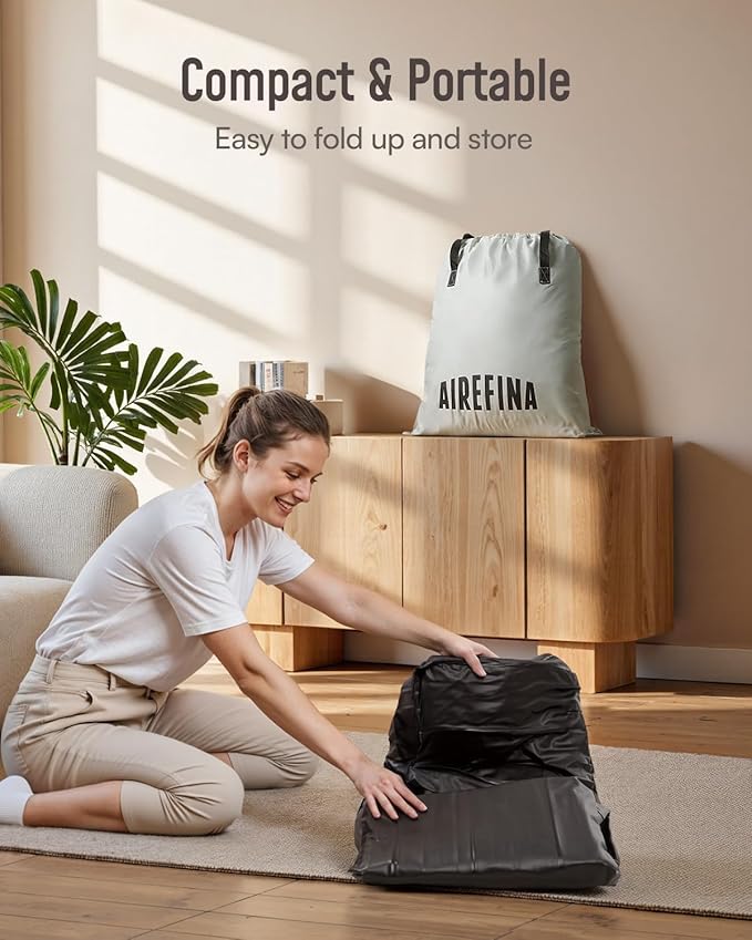 Airefina Air Mattress Queen with Built in Pump, 18 Raised Comfort Blow Up Mattress with Carrying Bag, Portable Inflatable Mattress for Guest Home, Air Bed Colchones Inflables 750 Lbs Max, 80*60*18 in