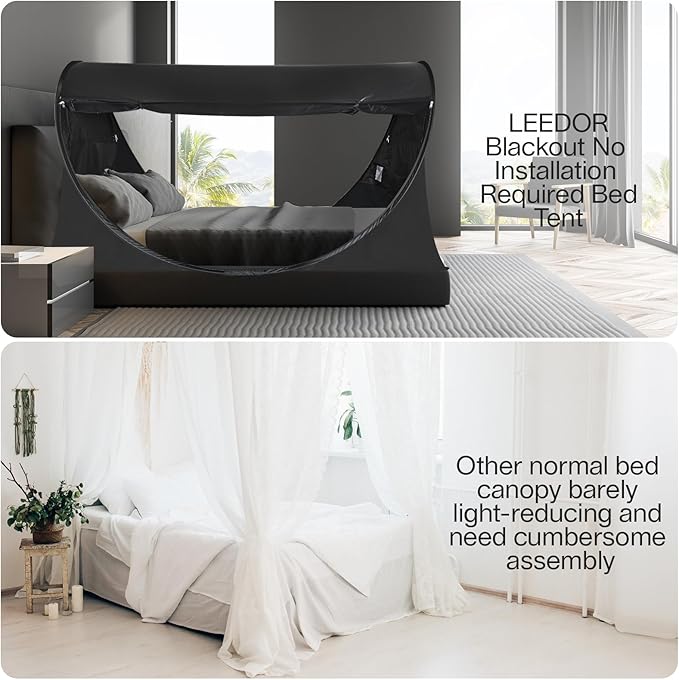 LEEDOR® Bed Tent Dream Tents Bed Canopy Shelter Cabin Indoor Privacy Warm Breathable Pop Up Twin/Full/Queen for Kids and Adult Patent Pending(Mattress Not Included)