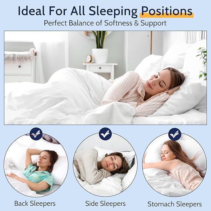 King Size Pillows Set of 4, Bed Pillows for Sleeping 4 Pack, Luxury Hotel Quality, Supportive King Pillows with Soft Down Alternative for Back Stomach Side Sleepers, Machine Washable