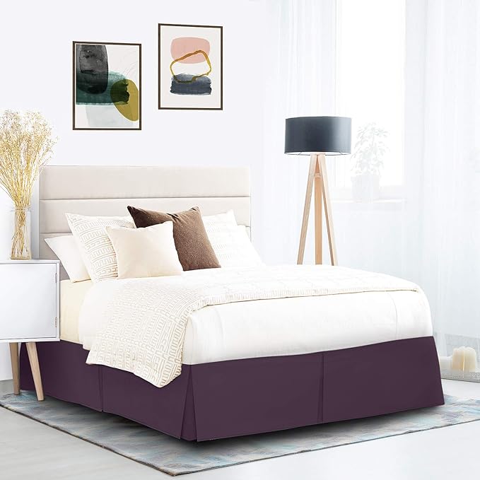 Nestl Dark Purple Bed Skirt Queen Size - Queen Bed Skirt 14 Inch Drop - Brushed Microfiber Bed Skirts - Hotel Quality Pleated Bed Skirt - Shrinkage & Fade Resistant