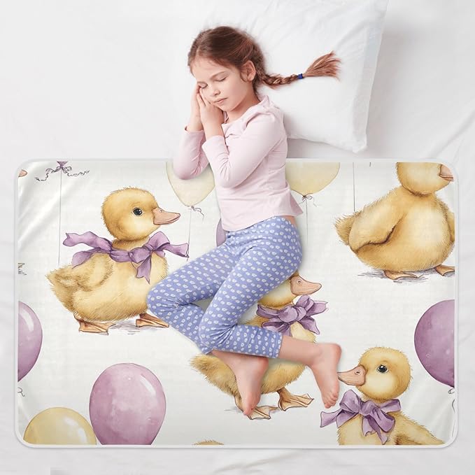 Waterproof Bed Pad Reusable Changing Pad Toddler Mattress Protector Large Pee Pad Baby Diaper Pad Soft Washable Liner Purple Balloons Ducks Bows