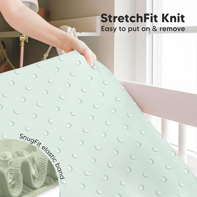 KeaBabies 2-Pack Baby Crib Sheets for Boys, Girls - 52x28 Viscose Derived from Bamboo Toddler Bed Sheets Neutral, Fitted Crib Mattress Cover for Standard Baby Bedding, Soft & Cozy (Lunaris)