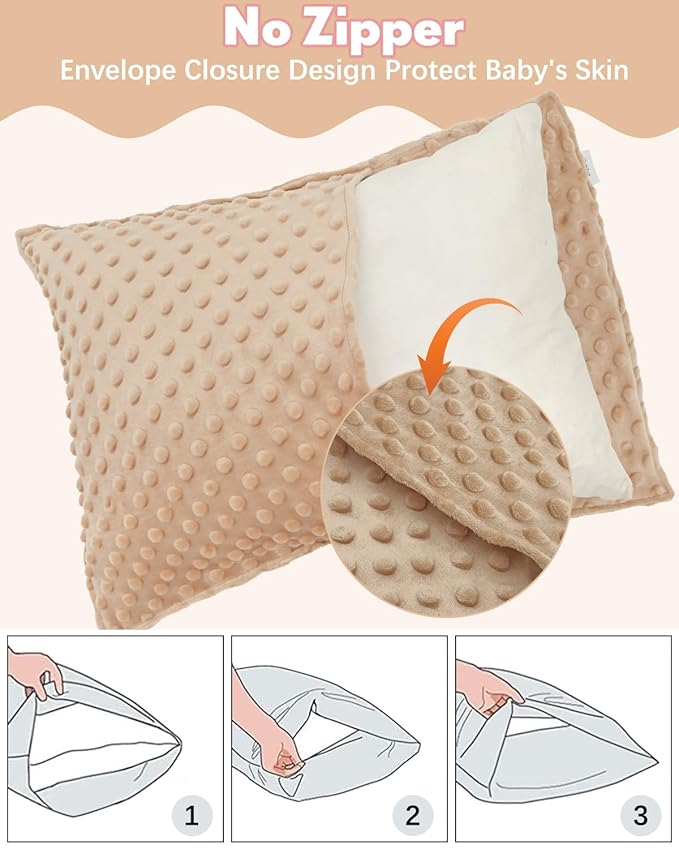 ALVABABY Toddler Pillowcase Kids Pillow Cover Polyester Bean Velvet Soft Warm 2 Pack Fit 13"x 18" or 12"x16" Envelope for Girl Boy Sleepy Travel 2TPD05A