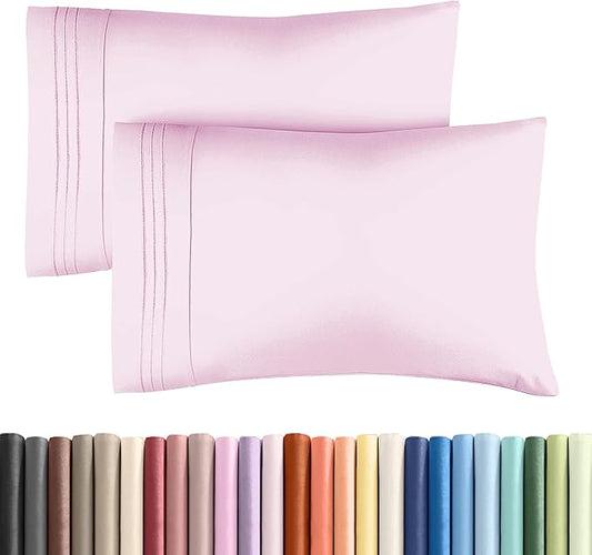 Queen Pillow Cases Set of 2 - Ultra Soft Hotel Quality Pillowcase Covers - Comfy, Cozy & Wrinkle Free - Shrinkage, Stain and Fade Resistant - Machine Washable Pillow Protectors - 2 Piece Set - Pink